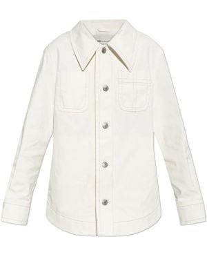 Ami Paris Jassen ,Wit ,Katoen Cotton Worker Jas Met Knopen
