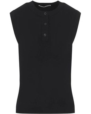 Studio Nicholson Truien & Vesten ,Zwart ,Wol Aurel Half Placket Vest