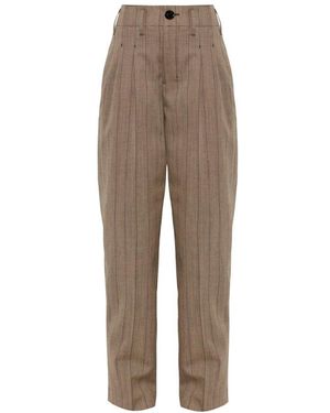 Ami Paris Broeken ,Wol Wolbroek Met Krijtstreep - Bruin