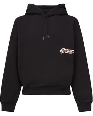 Jacquemus Geborduurde Katoenen Trui Met Capuchon - Blauw