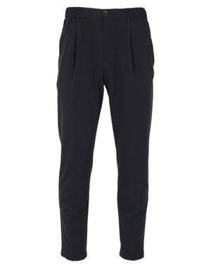 Herno Broeken ,Blauw ,Leer Seersucker Straight-Leg Broek - Zwart