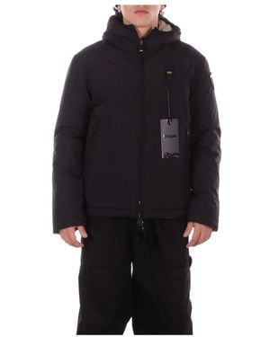 Blauer Ballard Reversible Nylon Neoprene Daunenjacke - Schwarz