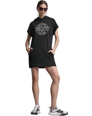 DKNY Collegiate Medallion Logo Mini Hoodie Kleid - Schwarz