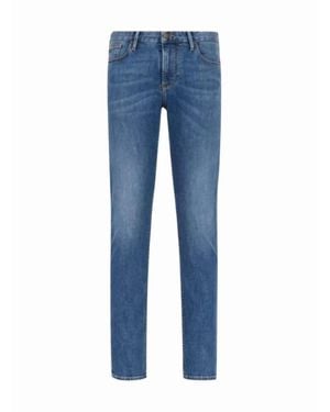 Armani Slim Fit Stretch Katoen Denim Jeans - Blauw