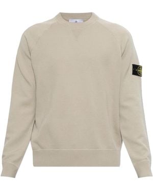 Stone Island Wollpullover Mit Ärmelpatch - Weiß