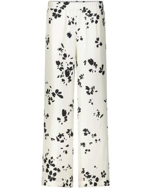 ROSSO35 Seidenweite Bein Blumenhose - Weiß