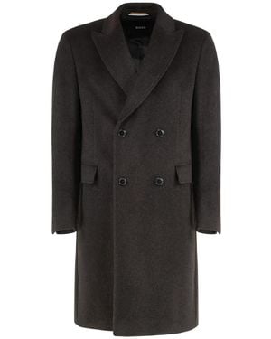 BOSS Jassen ,Bruin ,Wol H-Hyde Db Peak Coat - Zwart