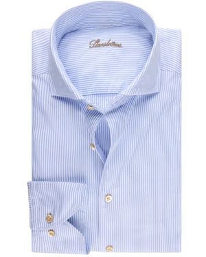 Stenströms Regular Gestreiftes Twill-Hemd - Blau