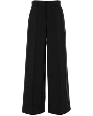 Alberta Ferretti Broeken ,Zwart ,Wol Wolmix Wijde Pijpen Broek