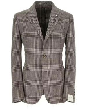 Lubiam Giacca in cotone principe di galles - Grigio
