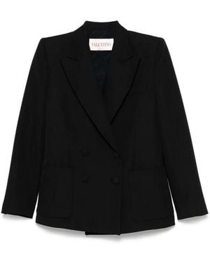 Valentino Garavani Jassen ,Zwart ,Wol Dubbelrijige Jas