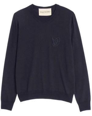 Valentino Truien & Vesten ,Blauw ,Wol Crewneck Sweater