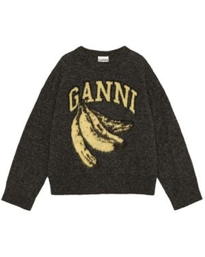 Ganni Round-Neck Knitwear - Green