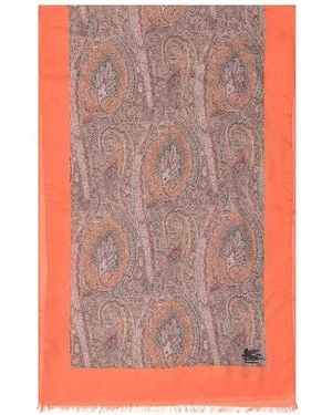 Etro Accessoires ,Veelkleurig ,Kasjmier Cashmere Sjaal Met Bloemmotief Paisley - Roze