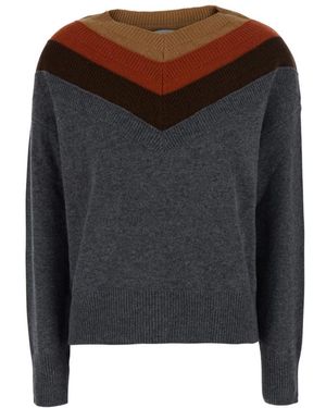 Jucca Truien & Vesten ,Grijs ,Sweater Met Drievoudige Hals - Zwart