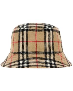 Burberry Reversible Check Wool Bucket Hat - Groen