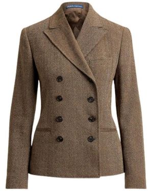 Polo Ralph Lauren Jassen ,Bruin ,Katoen Wool Herringbone Vest