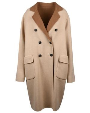 Eleventy Double-Breasted Coats - Natural