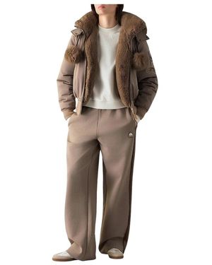 Moose Knuckles Jassen ,Bruin ,Leer Luxe Satin Bomber