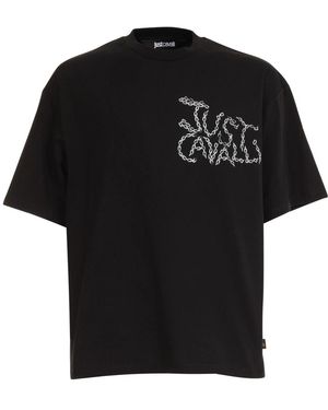 Roberto Cavalli T-Shirt Met Logoprint - Zwart
