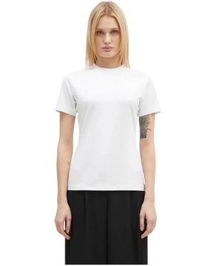 Vetements Tops ,Wit ,Leer T-Shirt Met Geborduurd Logo, Getailleerd, Hourglass