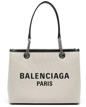 Balenciaga Canvas Chain-Handle Tote Bag - White