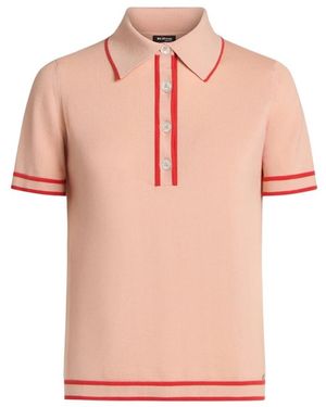 Kiton Truien & Vesten ,Roze ,Zijden Poloshirt Met Contrasterende Afwerking