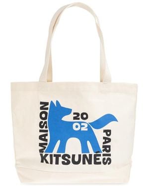 Maison Kitsuné Tassen ,Katoen Shopper Bag - Blauw
