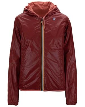 K-Way Wendbare Kapuzen-Reißverschlussjacke - Rot