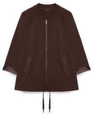 FIORELLA RUBINO Sweatshirt Met Satijn- En Strassteentjesdetails - Bruin