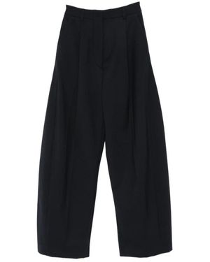 Thelatest Broeken ,Blauw ,Nylon Billie Wide Broeken - Zwart