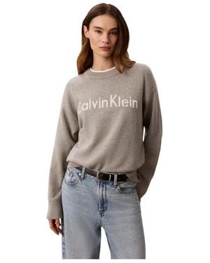 Calvin Klein Logo Print Pullover-Pullover Mit Rundhalsausschnitt - Braun