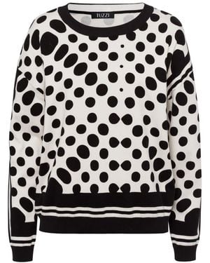 Tuzzi Statement Strickpullover Mit Punkten & Streifen - Schwarz
