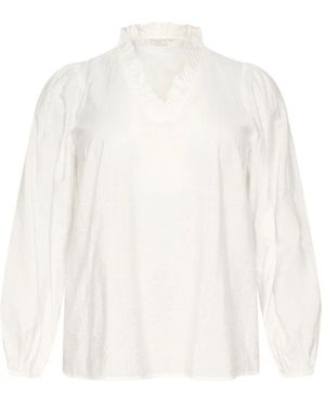 Kaffe Feminine V-Ausschnitt Bluse - Weiß