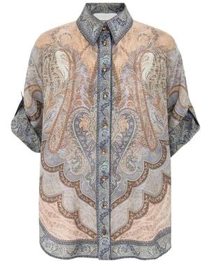 Zimmermann Overhemden ,Veelkleurig ,Wanderlust Short Sleeve Shirt - Grijs