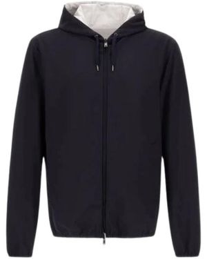 Herno Hoodies & Sweatvesten ,Blauw ,Wol Fresh Stretch Wool Jacket
