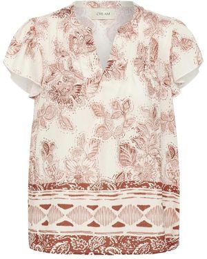 Cream Brandy Flower Blouse - Roze