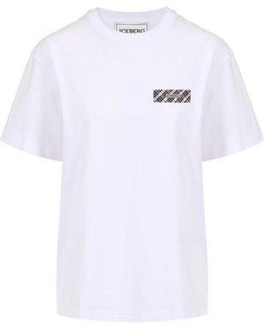 Iceberg Tops ,Wit ,Katoen Regular Fit Katoenen Jersey T-Shirt