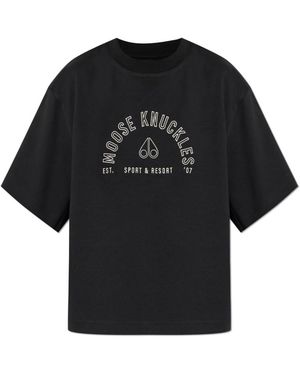 Moose Knuckles Tops ,Zwart ,Katoen True North T-Shirt
