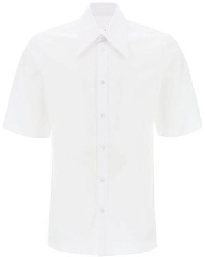 Maison Margiela Overhemden ,Wit ,Katoen Oversized Poplin Overhemd Met Korte Mouwen
