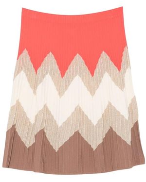 D.exterior Chevron Plissé Gebreide Rok - Roze