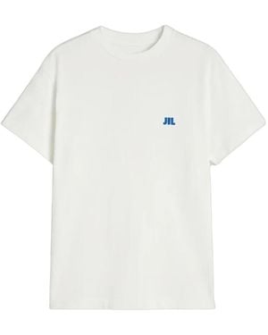 Jil Sander Tops ,Wit ,Katoen T-Shirt Met Geborduurd Logo