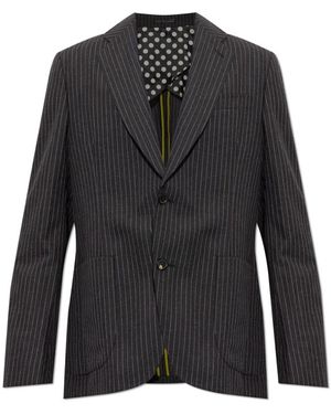 Paul Smith Jassen ,Grijs ,Wol Wol Blazer Met Pinstripe Patroon - Zwart