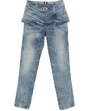 DIESEL Jeans ,Blauw ,Lichtblauwe Acid Wash Jeans Met Overlapping Logo Detail