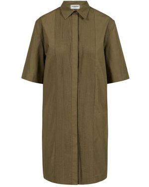 Iceberg Pleated Front Poplin Shirt Dress - Groen