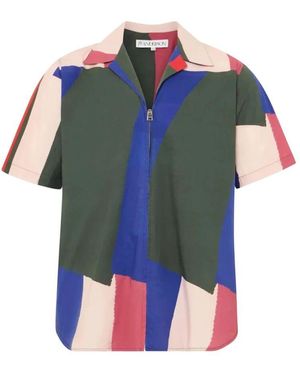 JW Anderson Rosa Hemd Mit Reißverschluss Kubanischer Kragen - Mehrfarbig
