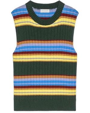 Dries Van Noten Gestreifter Ärmelloser Pullover - Blau
