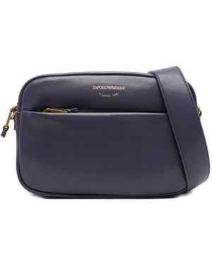 Emporio Armani Leather Camera Case With Shoulder Strap - Blau