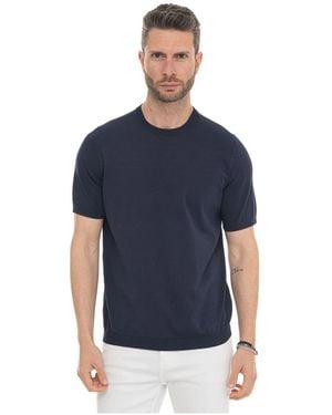 hindustrie Vico-Cot/Silk Rundhalspullover - Blau