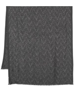 Missoni Silberner Zigzag Lurex Fransenschal - Grau